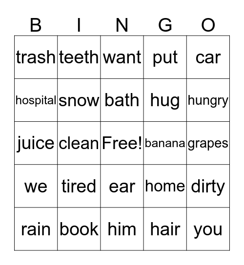 Room 6 Bingo Card