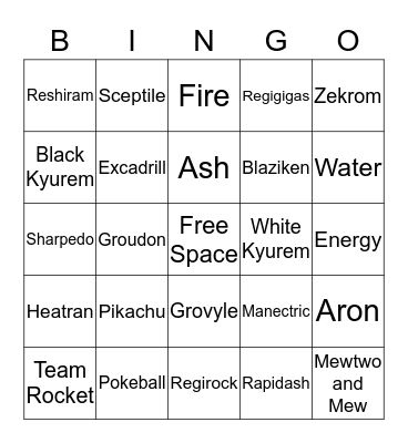 Pokemon  Bingo Card