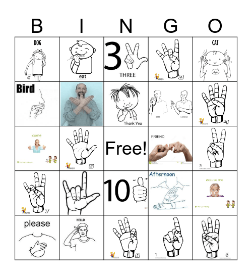 Sign Language Bingo Card