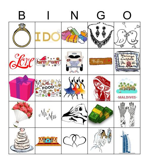 Shereen's Bridal Bingo!  Bingo Card