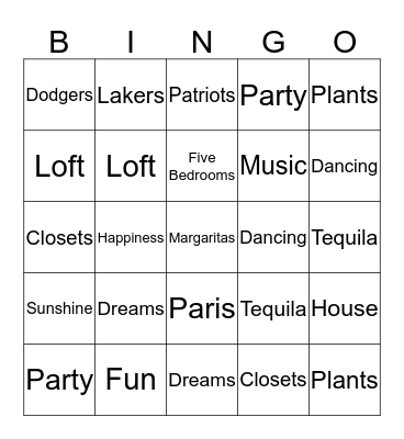 Housewarming Bingo  Bingo Card