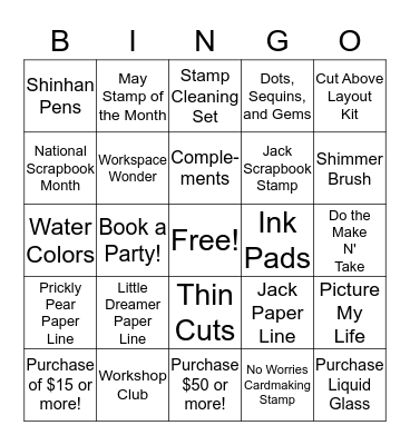 Close to my Heart Bingo Card