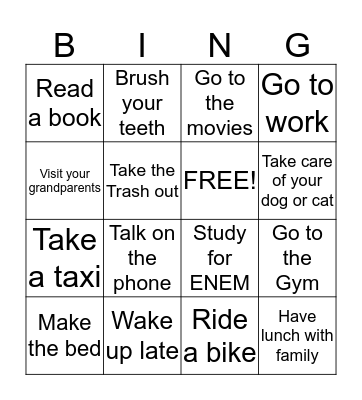 Simple Present Bingo Card