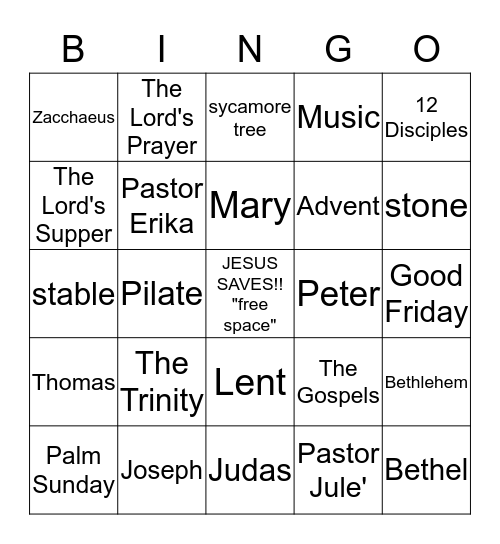 3rd Grade Bible Bingo Card