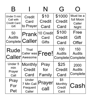 3rd Shift Bingo Card