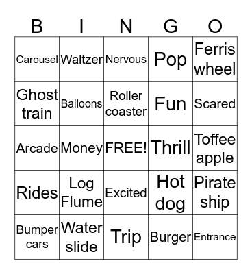 Theme Parks Bingo Card