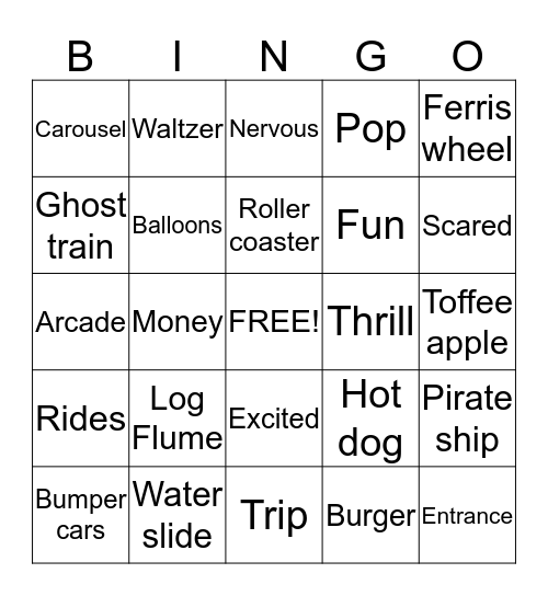 Theme Parks Bingo Card