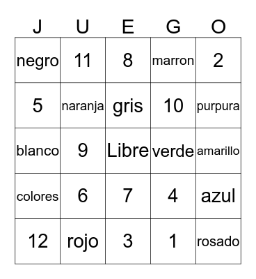 Spanish Bingo-Letras Bingo Card