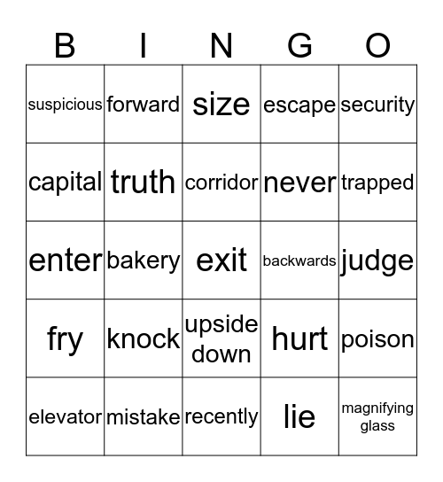 Vocab: Riddles Bingo Card