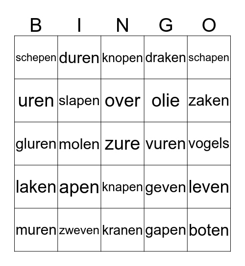 Verenkelen Bingo Card