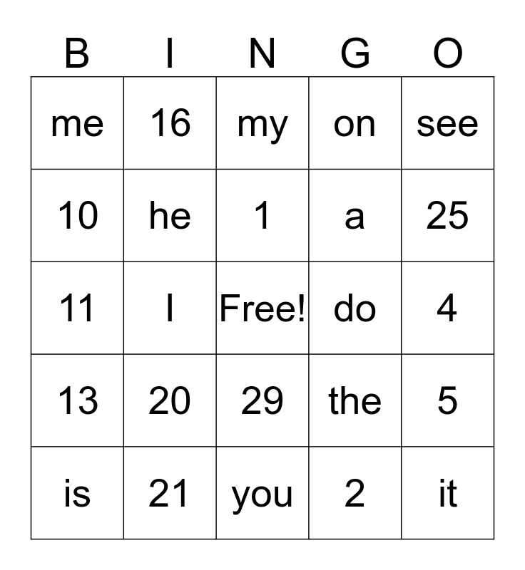 1-35 Sight Word Bingo Card 1-35-sight-word-bingo-card