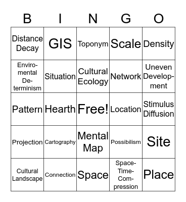 Vocabulary Bingo Card