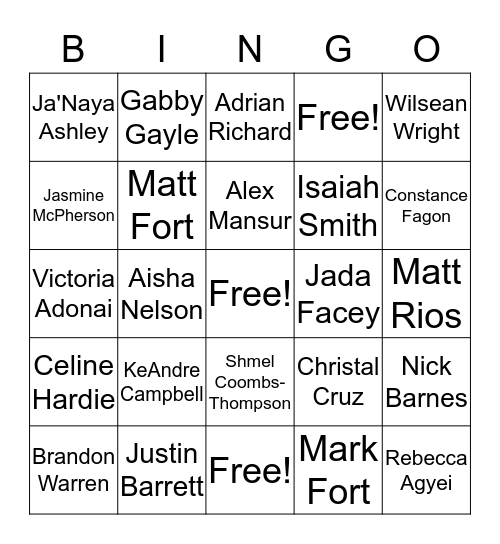 Missing Student Bingo Card