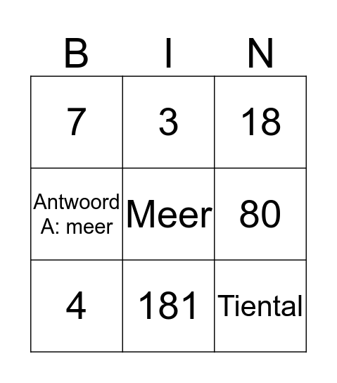 De super rekenaar! Bingo Card