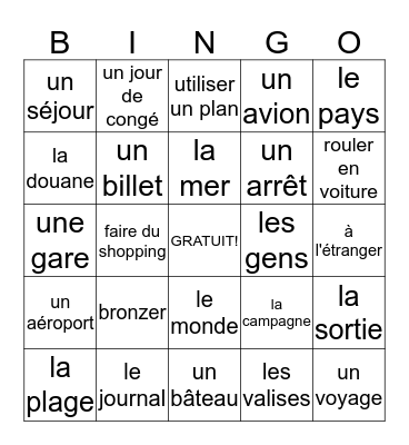Vocabulaire A: Leçon 7A Bingo Card