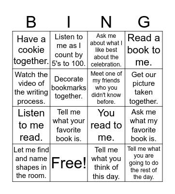 Celebration Bingo Card