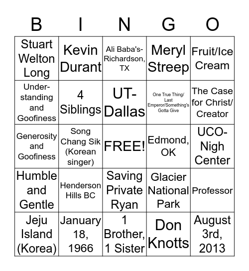 The Longs are Gettin' Hitched! Bingo Card