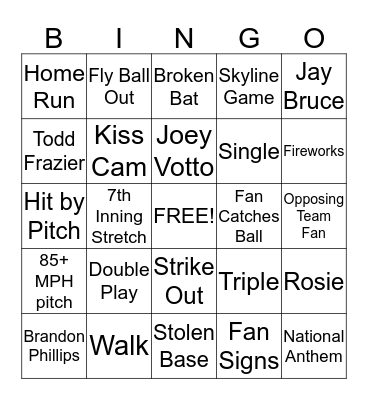 Reds Bingo Card