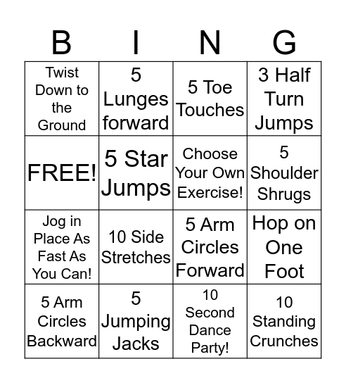 BAYADA FitGo Bingo Card