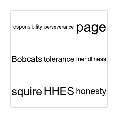 I have character Bingo Card