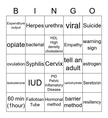 Health Bingo  Bingo Card