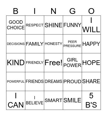 Youth Connection Bingo Card