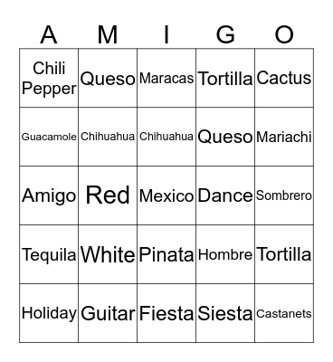 CINCO DE MAYO JINGO  Bingo Card