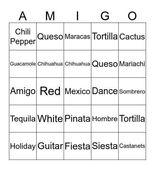 CINCO DE MAYO JINGO  Bingo Card