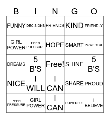 Youth Connection Bingo Card