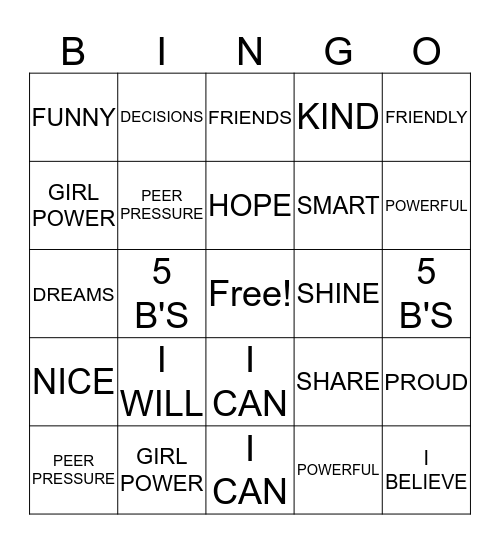 Youth Connection Bingo Card