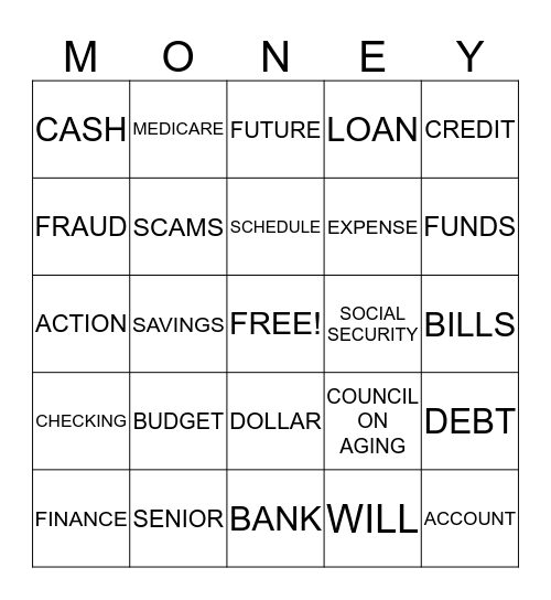 MONEY MATTERS Bingo Card