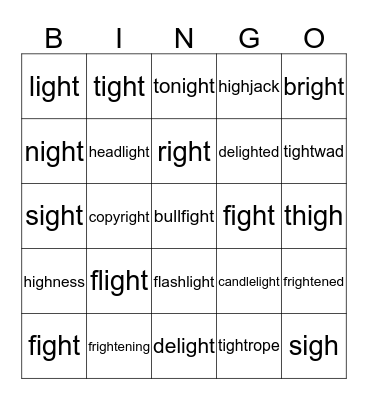 ight bingo Card