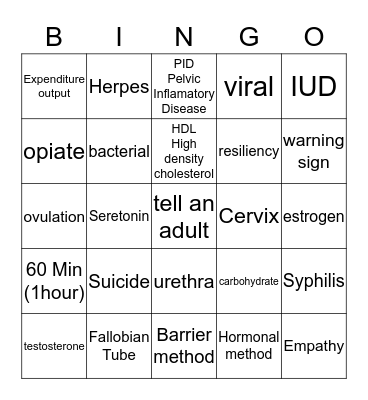 Health Bingo  Bingo Card