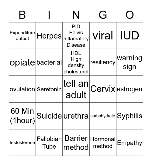 Health Bingo  Bingo Card