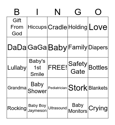 BABY SHOWER Bingo Card