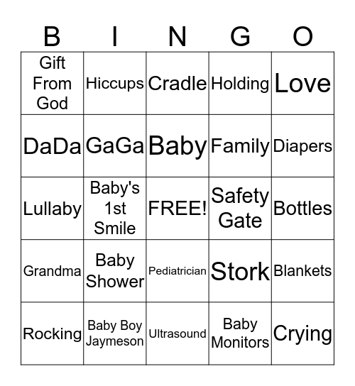 BABY SHOWER Bingo Card