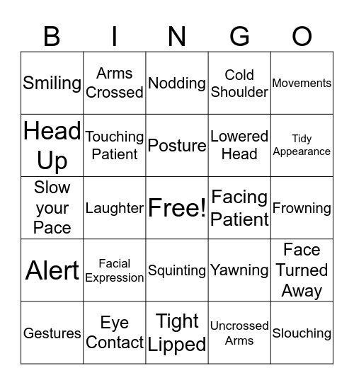 Body Language Do's and Don'ts Bingo Card