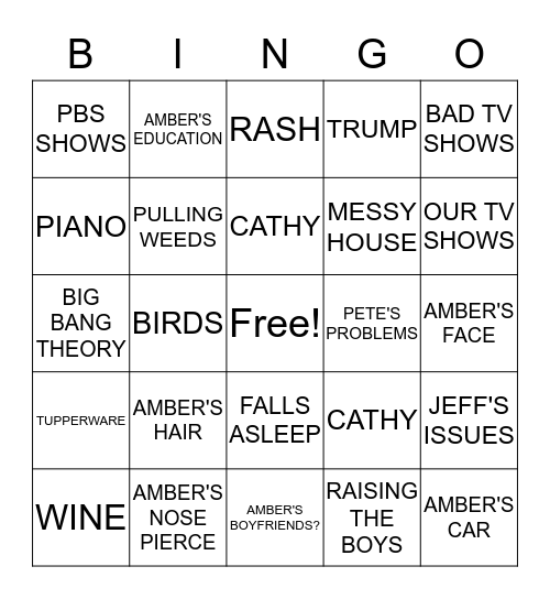 RELATIVES Bingo Card