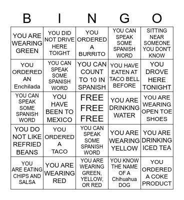 LEGACY55 "Cindo de Mayo" Bingo Card