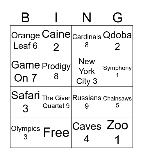 Escape Bingo.. NOT Bingo Card