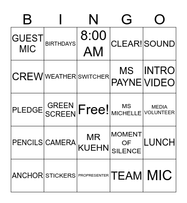 BROADCAST BINGO Card