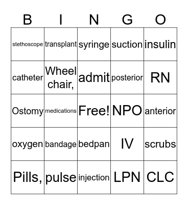 Nurse Week 2017 Bingo Card