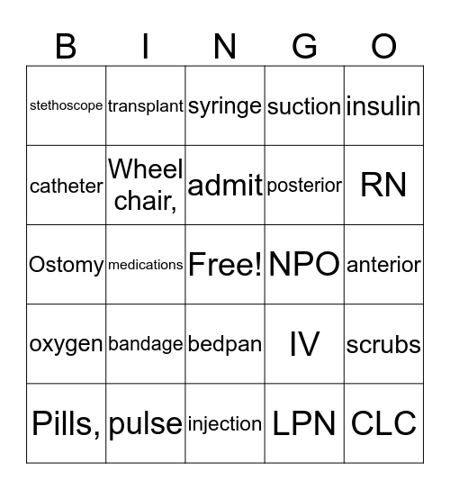 Nurse Week 2017 Bingo Card