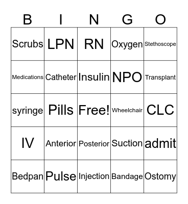 Nurse Week Bingo Card