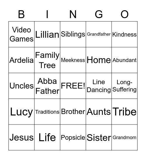 Sowels Family Reunion 2013 Bingo Card