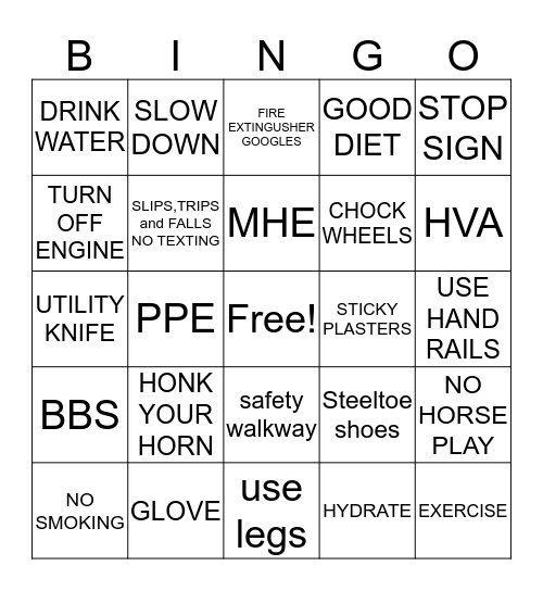 WORLD SAFETY DAY BINGO Card
