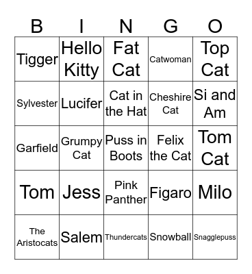 Famous Cats Bingo Card