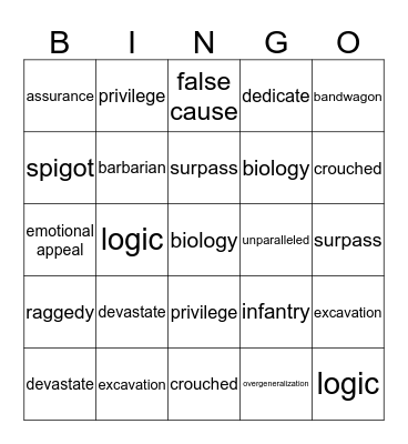 Bud, Not Buddy Chapter 4-6 Bingo Card