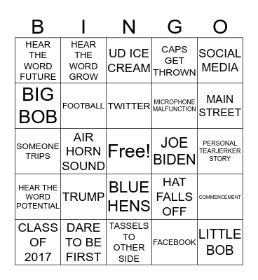 University of Delaware GRADUATION  Bingo Card