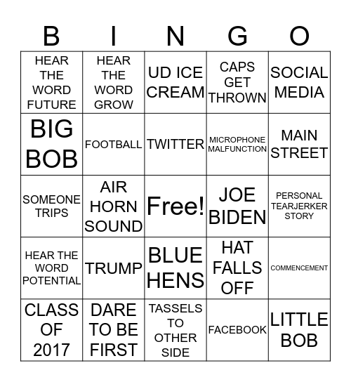 University of Delaware GRADUATION  Bingo Card